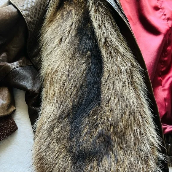Rare Authentic Vintage Raccoon Fur Leather Bomber Made in the USA - Picture 6 of 15